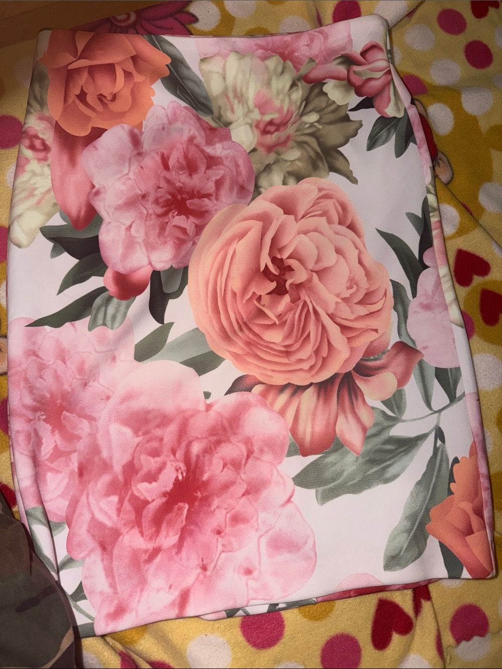 Catherine Malandrino Pink and Peach Floral Pencil Skirt